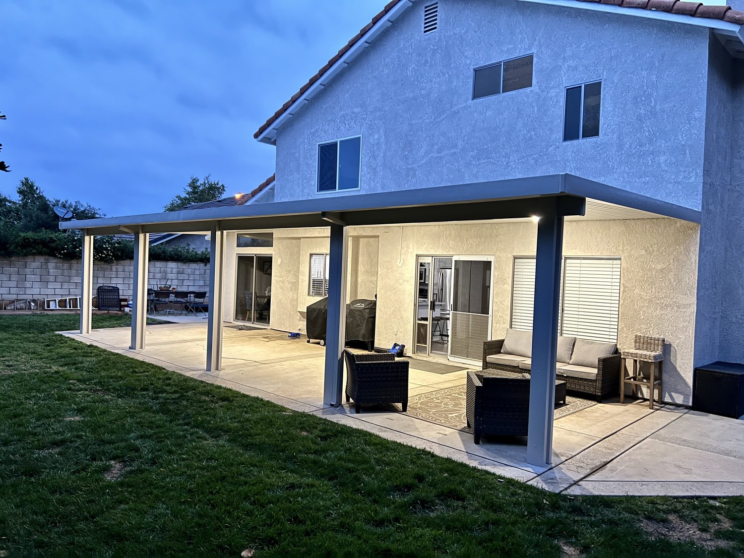 Attached cover at dusk