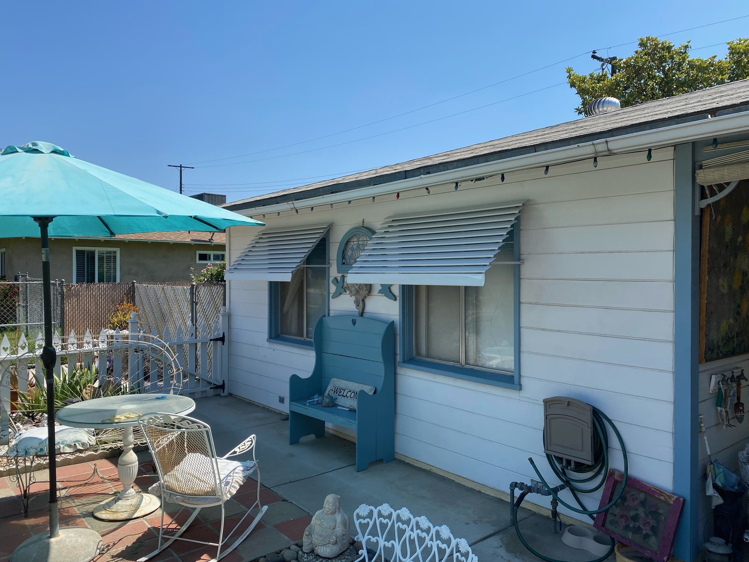 Window awnings on a home