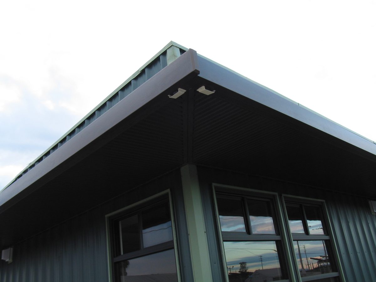 Modern black-frame patio cover